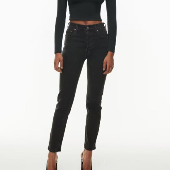 Denim Forum Aritzia The Yoko High Rise Slim Black Size 24 - Picture 1 of 7